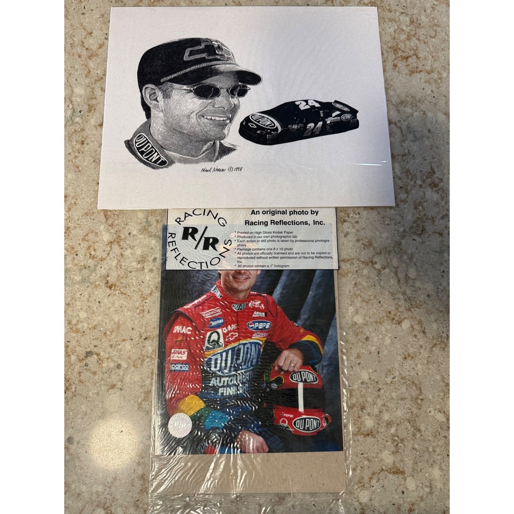 Vintage Jeff Gordon 1998 NASCAR Racing Reflections 8x10 Photo & Frank Nareau